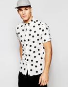 Asos Shirt With Random Polka Print In Regular Fit