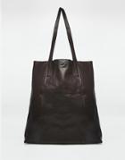 Asos Longline Leather Shopper Bag - Black