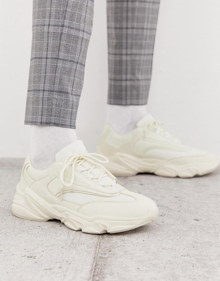 Asos Design Sneakers In Off White With Chunky Sole