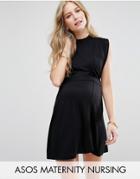Asos Maternity Nursing High Neck Mini Dress - Black