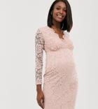 Blume Maternity Exclusive Lace Bodycon Dress In Pearl Pink - Pink