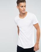 Jack And Jones Basic T-shirt With Raw Hem Detail - White