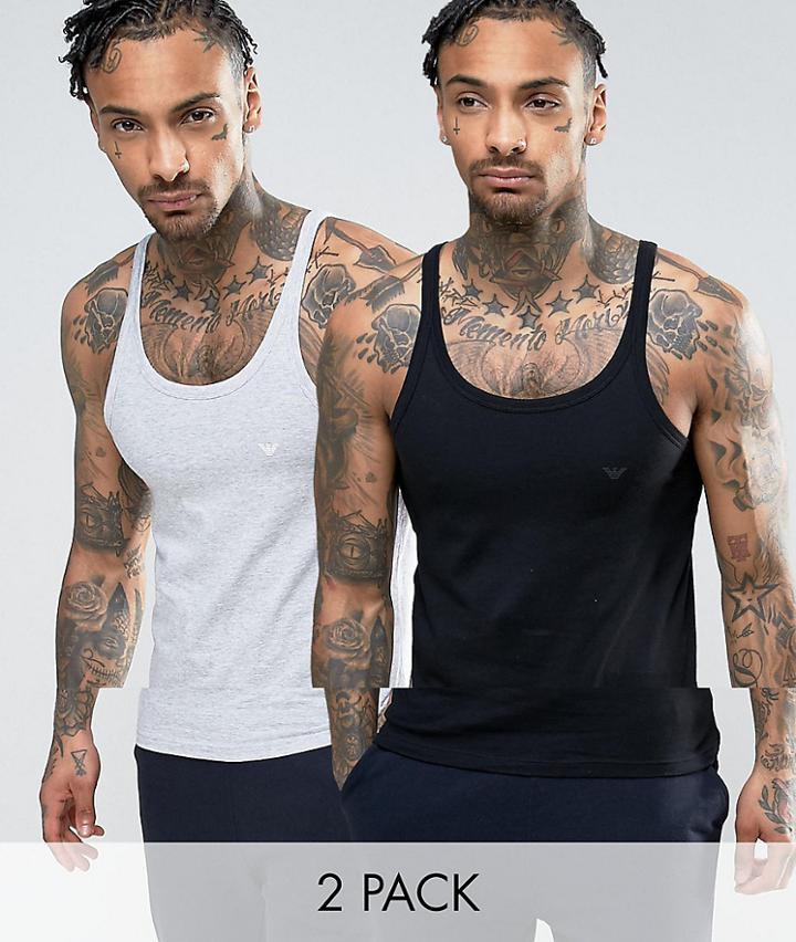 Emporio Armani 2 Pack Logo Lounge Vests In Multi - Multi