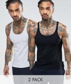 Emporio Armani 2 Pack Logo Lounge Vests In Multi - Multi