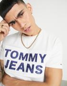 Tommy Jeans Flocked Logo T-shirt In White