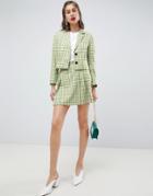 Asos Design Tailored Mini Skirt In Yellow And Green Check-multi