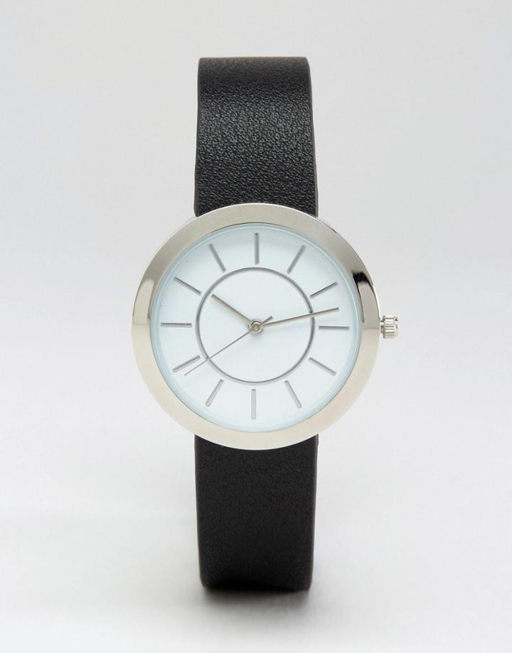Asos Clean Layered Dial Detail Watch - Black