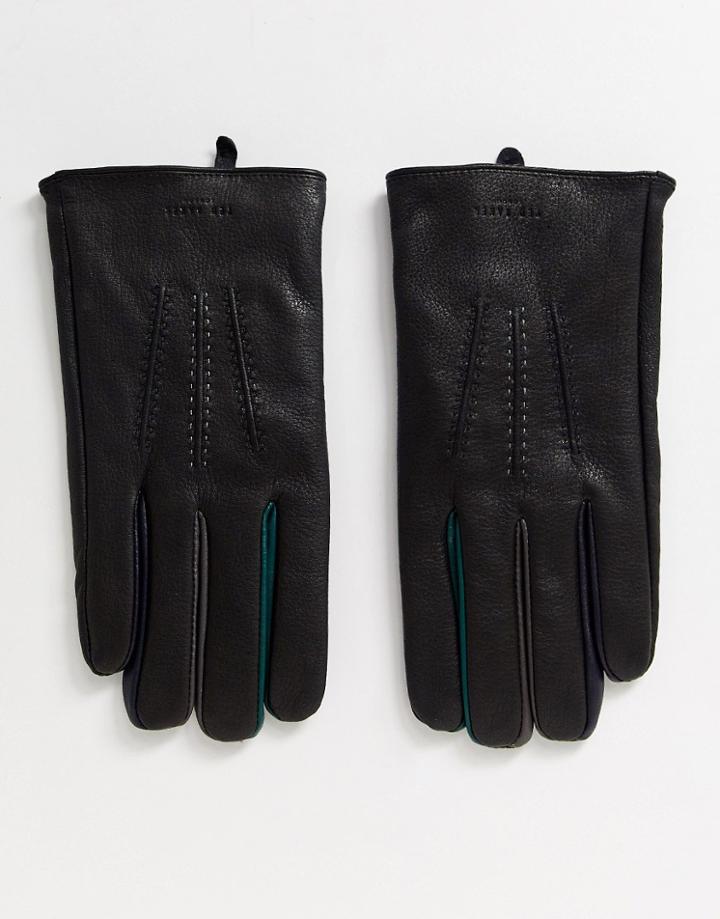 Ted Baker Parm Leather Gloves In Black