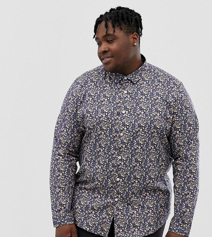 Asos Design Plus Regular Fit Smart Floral Shirt-multi