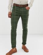 Asos Design Skinny Jeans In Green With Check - Green