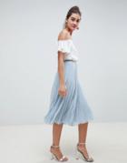Asos Design Pleated Midi Skirt - Multi