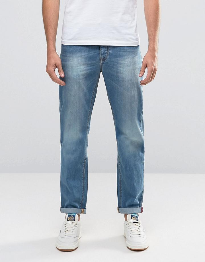 Asos Slim Jeans In Mid Wash Blue - Blue