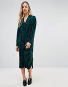 Ganni Doherty Cowl Front Midi Dress - Green