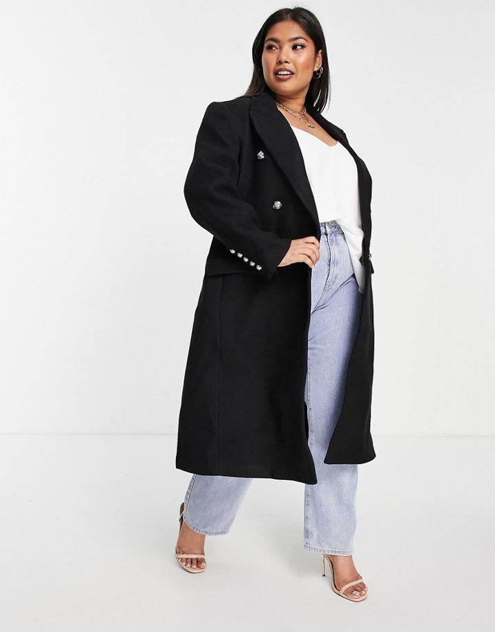 Ever New Curve Smart Military Coat In Black