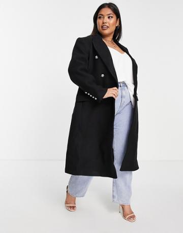 Ever New Curve Smart Military Coat In Black