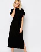 Selected Celia Midi Dress With High Neck - Black