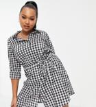 Yours Exclusive Shirt Dress In Black & White Checkered Print
