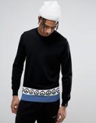Love Moschino Peace Hem Print Sweater - Black