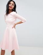 Closet London Skater Dress With 3/4 Sleeve - Pink