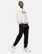 Topshop Oversized Cuffed Joggers In Washed Black-brown
