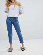 Pull & Bear Straight Leg Mom Jean - Blue