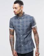 Asos Skinny Denim Shirt With Check In Gray Wash - Gray