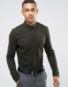 Threadbare Premium Jersey Slim Fit Shirt - Green