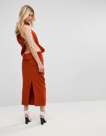 None The Richer Backless Asymmetric Dress - Orange