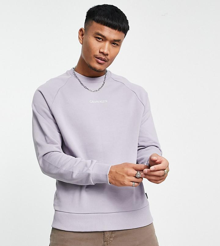 Calvin Klein Exclusive To Asos Centre Logo Sweatshirt In Lilac-purple