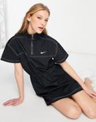 Nike Swoosh Half Zip Dress In Black
