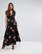 Vero Moda Mesh Floral Printed Maxi Dress - Multi