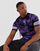 Adidas Originals T-shirt With Stripes And Central Logo In Tie Dye - Purple