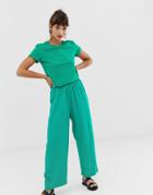 & Other Stories High Waisted Jacquard Dot Print Pants In Green