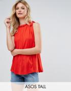 Asos Tall Swing Top With Ruched Neck - Red