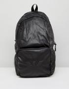Armani Jeans Faux Leather Logo Backpack In Black - Black