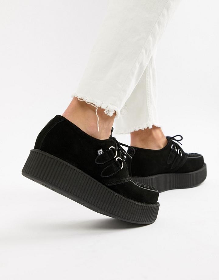 T.u.k Platform Creepers In Black Suede - Black