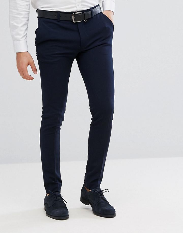Asos Design Super Skinny Smart Pants In Navy - Navy