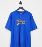 Reclaimed Vintage Inspired Plus Logo Varsity T-shirt In Blue-blues