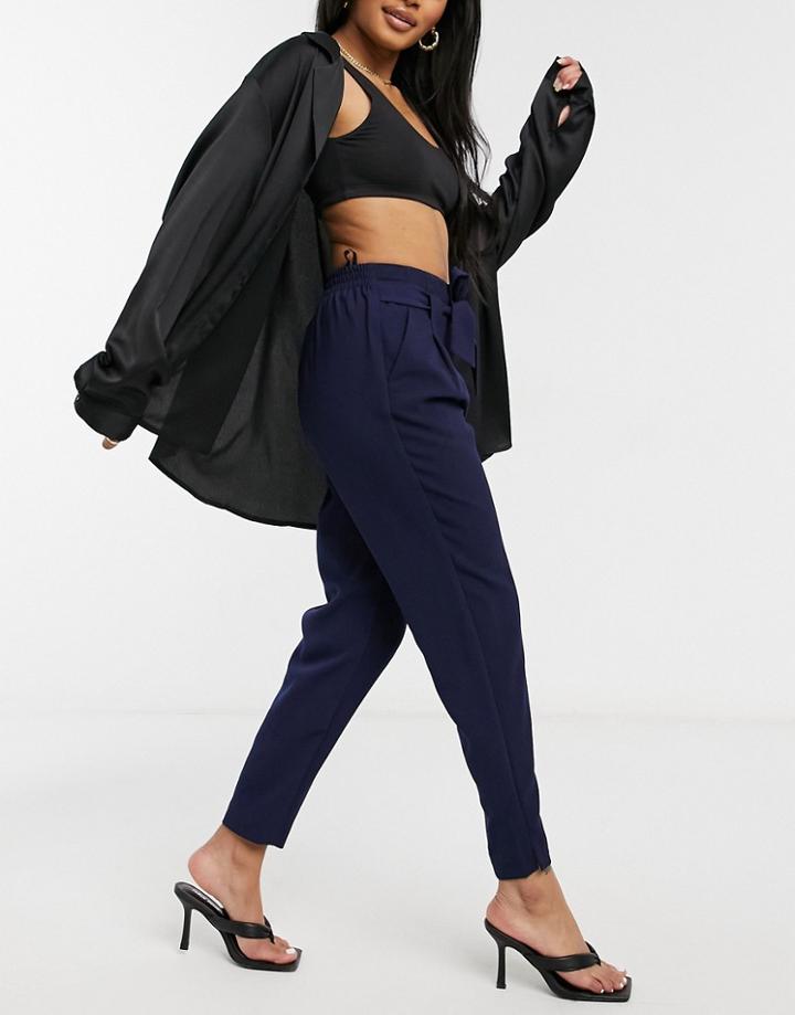 Lipsy Tie Waist Pants In Navy