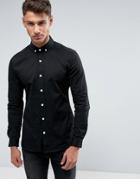 Asos Slim Twill Shirt In Black - Black