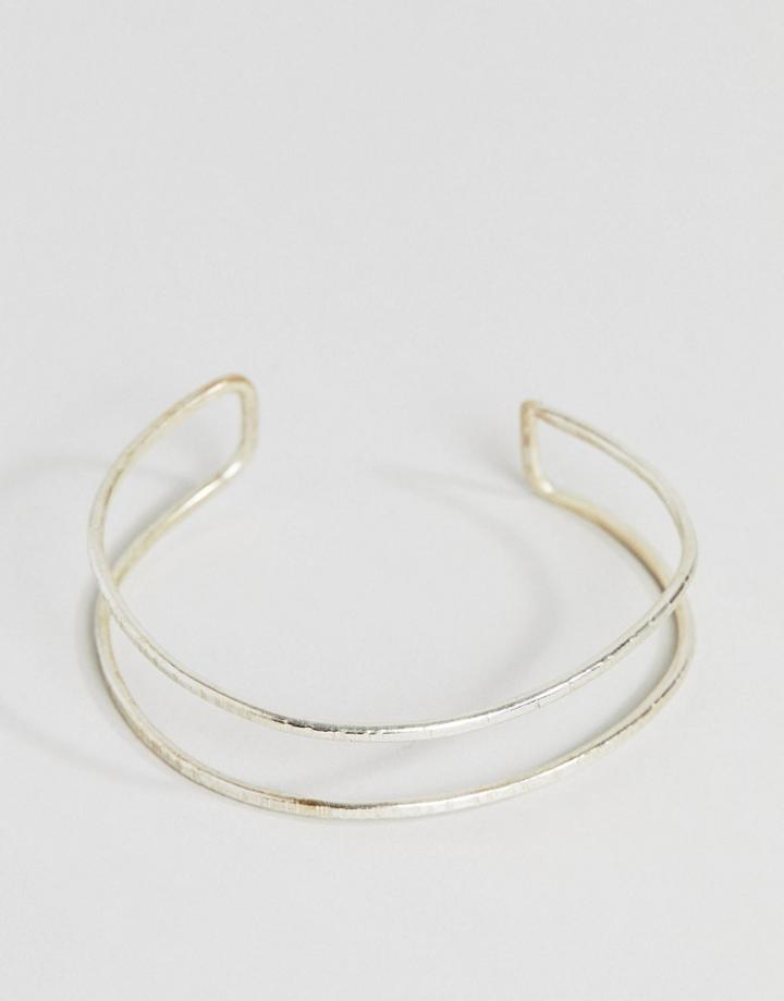 People Tree Fair Trade Silver Plated Cuff Bracelet - Silver