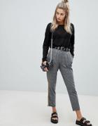 Noisy May Check Pants With Piping Detail - Multi