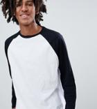 Pull & Bear Exclusive Raglan Long Sleeve Top In White With Logo - White