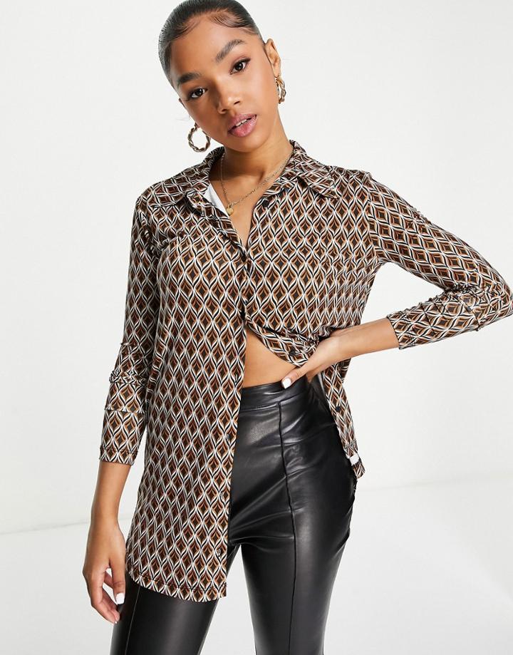 Stradivarius Geo Tile Print Shirt-multi