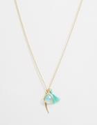 Orelia Semi Precious Stone Tusk & Tassel Necklace - Turquoise