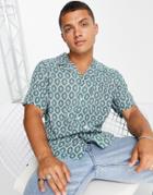 Levi's Cubano Short Sleeve Landscape Print Revere Collar Shirt In Green