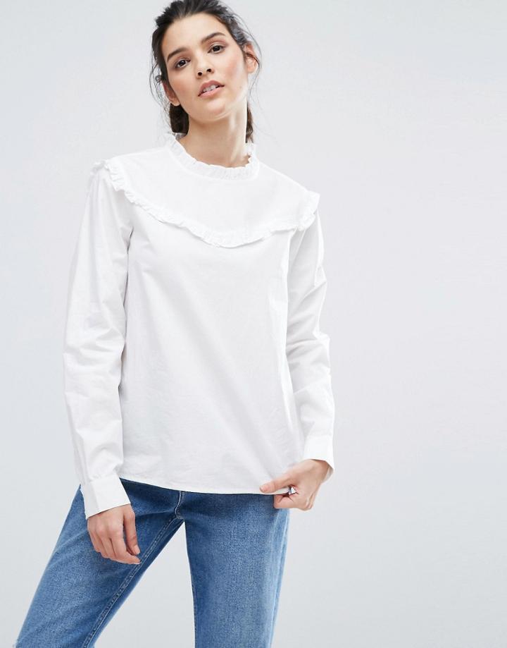 Vero Moda Ruffle Neck Blouse - White