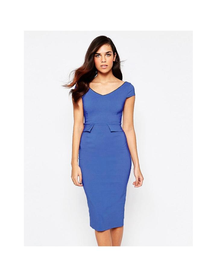 Vesper Phoebe Pencil Dress With Peplum - Purple