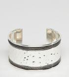 Asos Design Curve Exclusive Hammered And Engraved Cuff Bracelet - Silver
