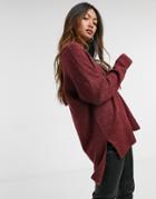 Vero Moda Wool Mix Sweater With V Neck In Burgundy-red